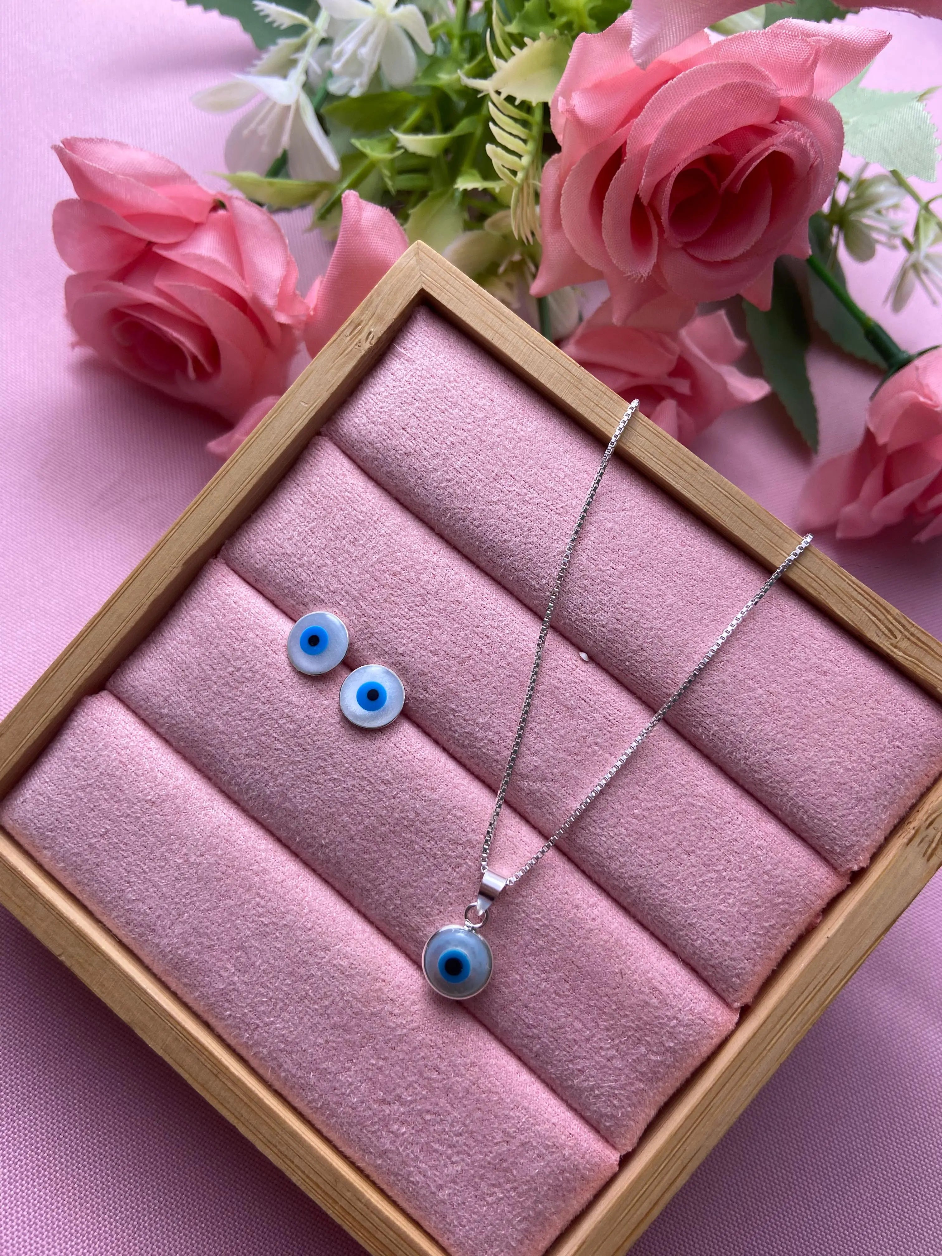 Stunning Silver 925k Greek Eye Jewellery Set Tamis Jewellery