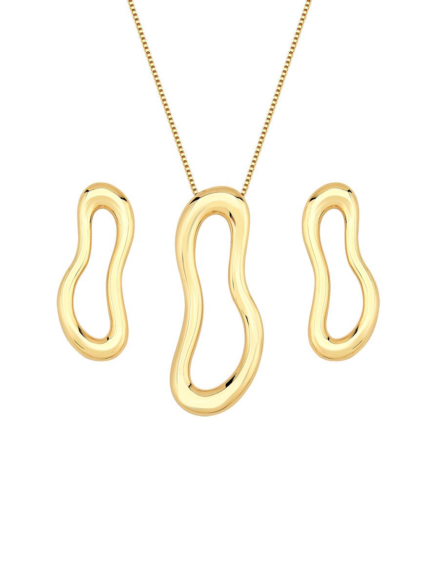 Organic gold jewelry set - Brazilian necklace & earrings by Tamis Dublin