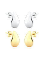 18k Gold Plated and Rhodium Curved Drop Earring Set - Tamis Jewellery Ireland