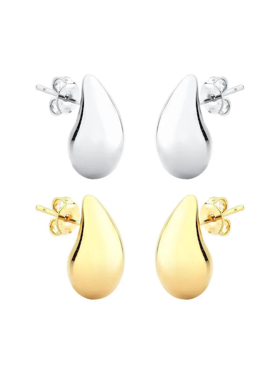 18k Gold Plated and Rhodium Curved Drop Earring Set - Tamis Jewellery Ireland