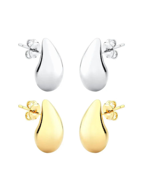 18k Gold Plated and Rhodium Curved Drop Earring Set - Tamis Jewellery Ireland