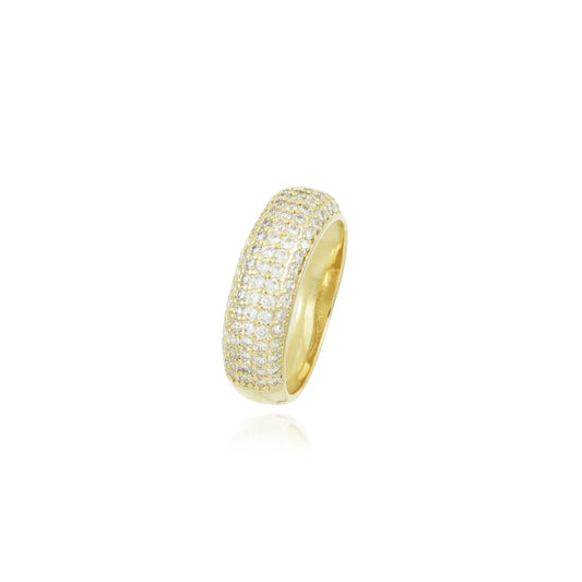 18k Gold Plated Band Ring with Crystal Zirconia featuring a sparkling design from Tamis Jewellery