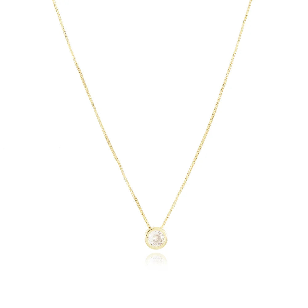 Delicate 18k Gold Plated Crystal Studded Pendant Ireland Online on a thin gold chain