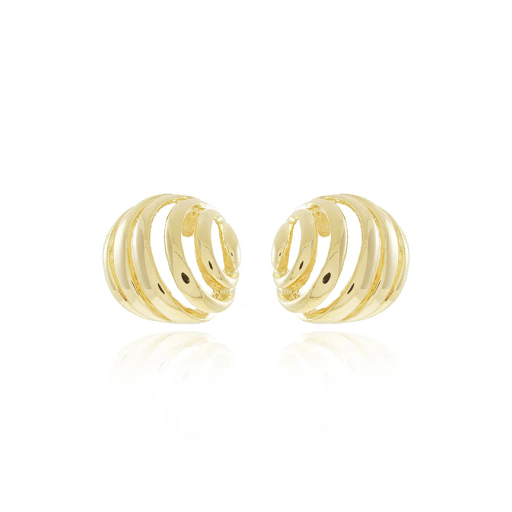 Stylish 18k Gold Plated Damped Hoop Earrings Ireland Online with a modern spiral design