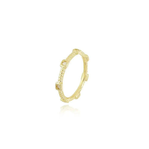 18k Gold Plated Detailed Ring Studded Ireland - Tamis Jewellery Ireland