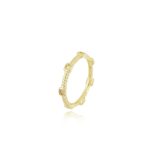 18k Gold Plated Detailed Ring Studded Ireland with intricate design and sparkling stones