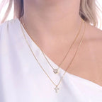 18k Gold Plated Double Heart and Cross Necklace Set - Tamis Jewellery Ireland