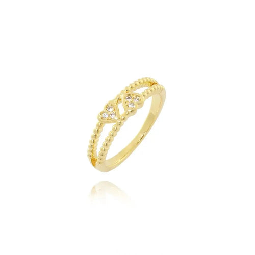 Tamis Jewellery 18k Gold Plated Double Heart Ring - Tamis Jewellery Ireland