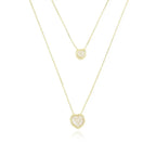 18k Gold Plated Double Zirconia Hearts Necklace - Tamis Jewellery Ireland