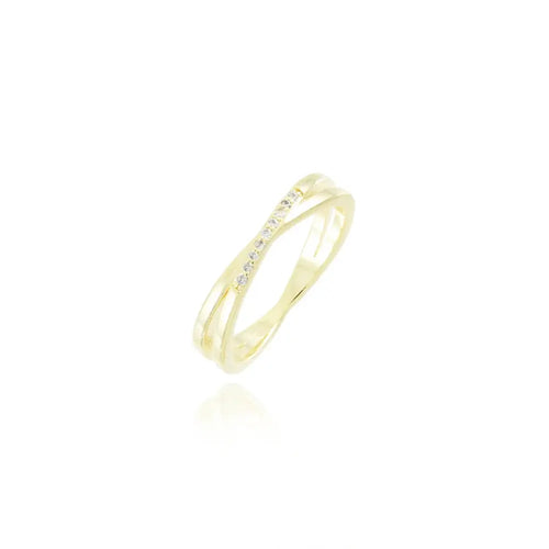 18k Gold Plated Duo Ring with Crystals - Tamis Jewellery Ireland