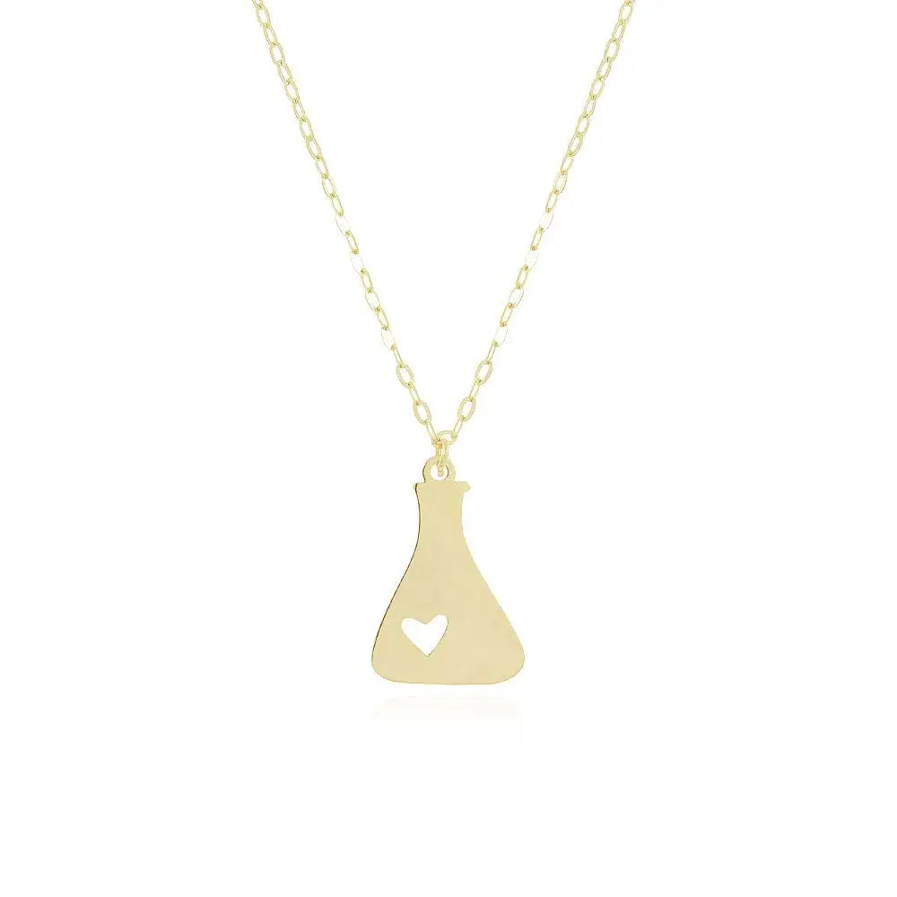 18K Gold Plated Flask and Heart Necklace Ireland Dublin - Tamis Jewellery Ireland
