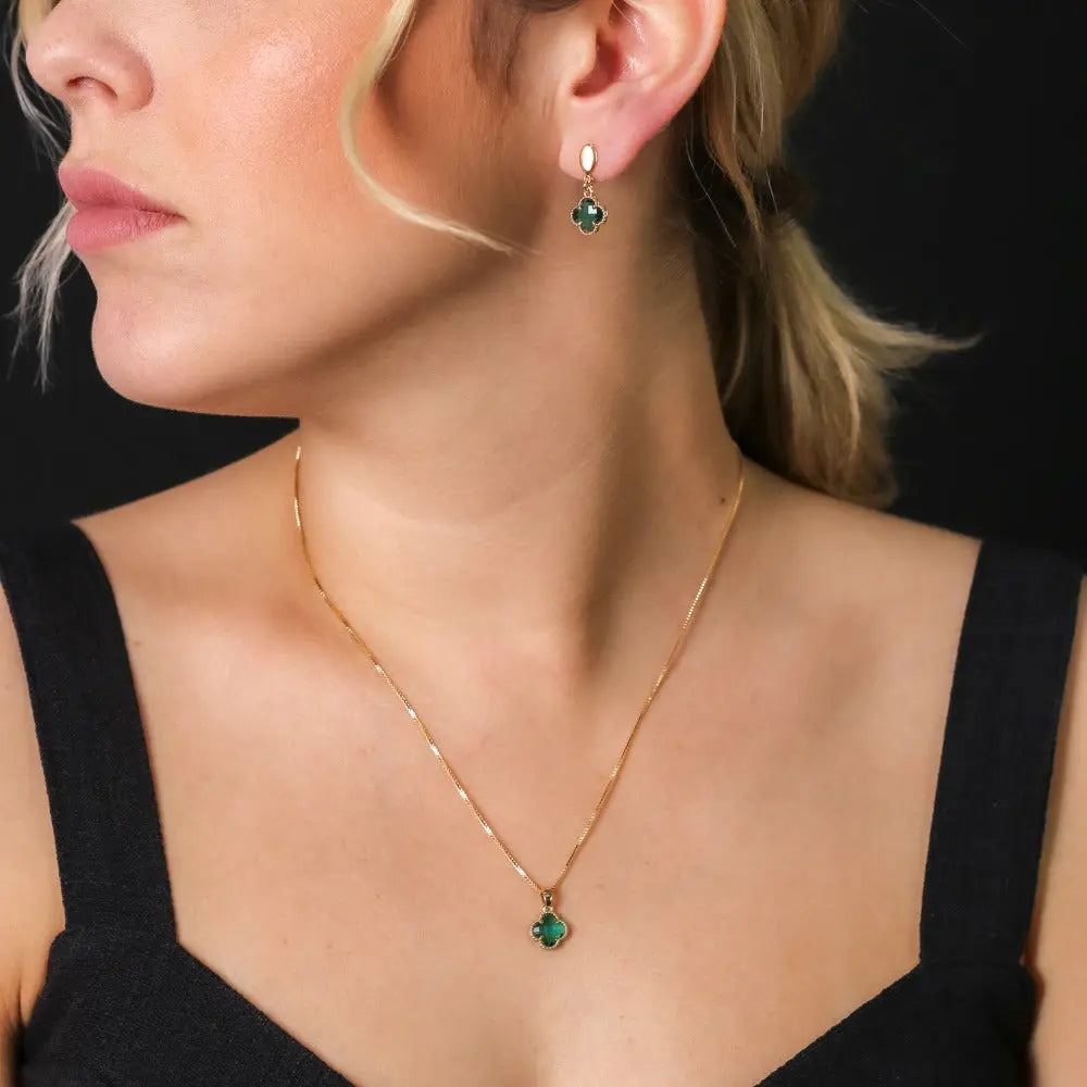 18k Gold Plated Luck Jewellery Set with Aqua Accents - Tamis Jewellery Ireland