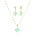 18k Gold Plated Luck Jewellery Set with Aqua Accents - Tamis Jewellery Ireland