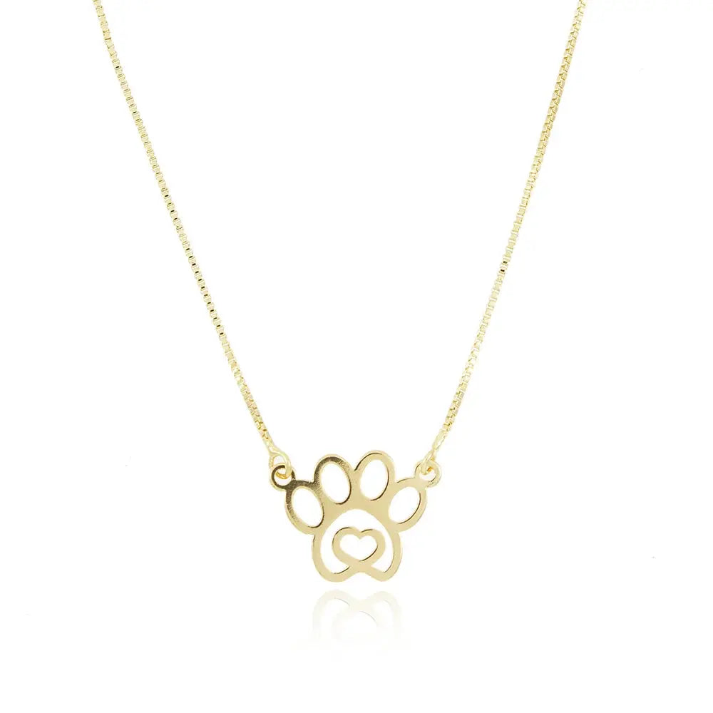 18k Gold Plated Paw and Heart Pendant Necklace Ireland - Tamis Jewellery Ireland