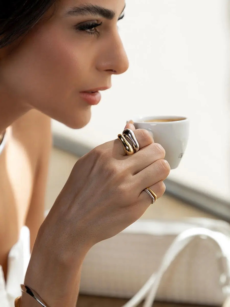 18k Gold Plated Plain Line Ring - Tamis Jewellery Ireland