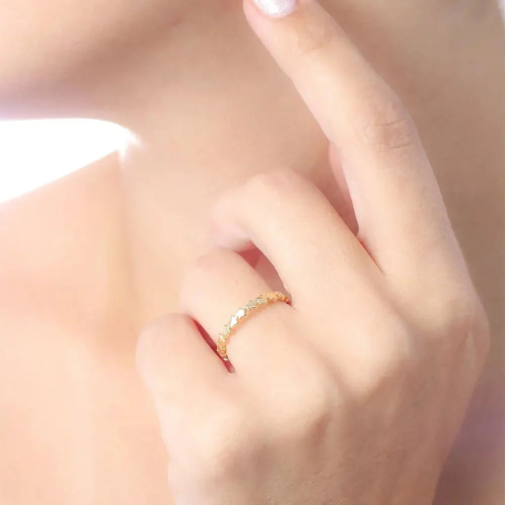 18k Gold Plated Ring with Detailed Stars Ireland - Tamis Jewellery Ireland