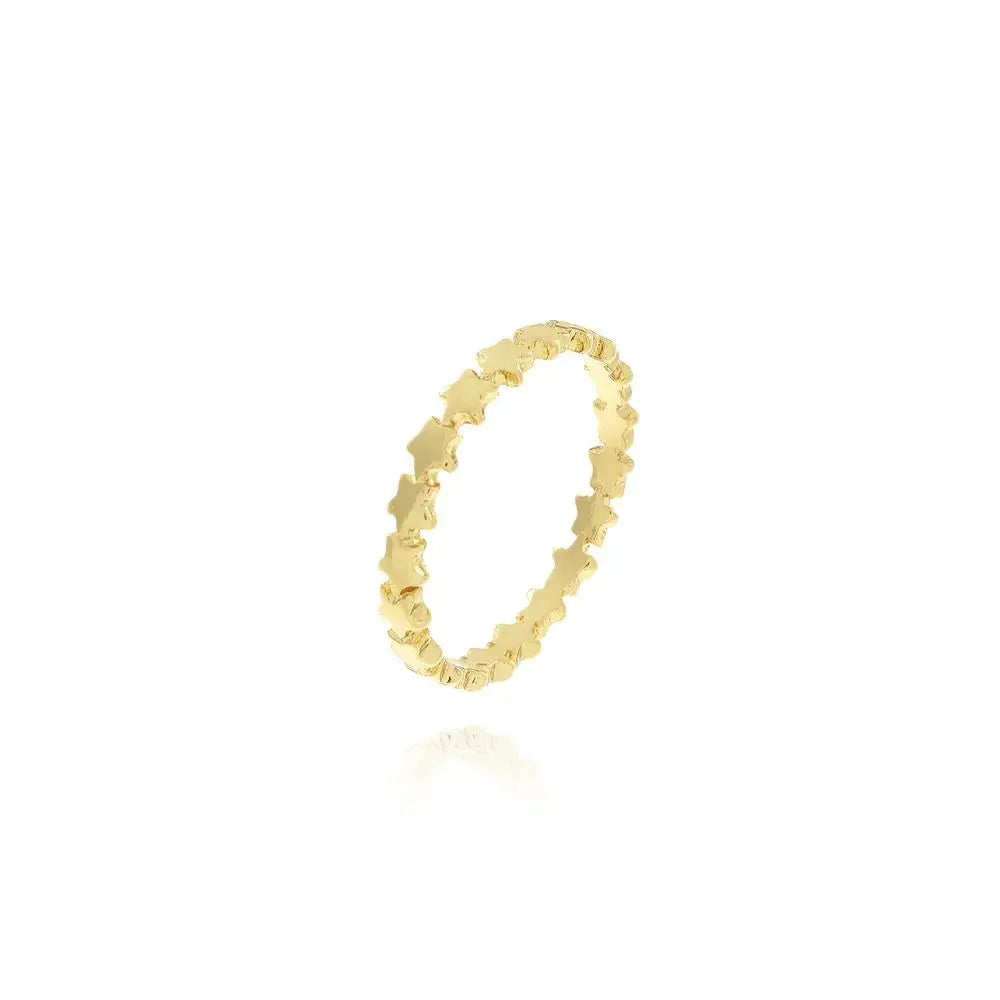 18k Gold Plated Ring with Detailed Stars Ireland - Tamis Jewellery Ireland