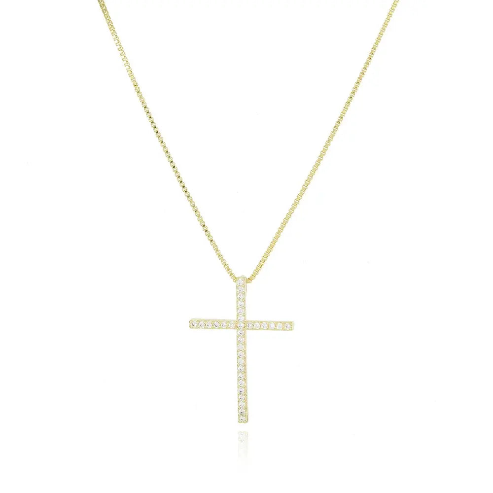 Tamis Jewellery 18k Gold Plated Shine Cross Necklace Ireland Dublin - Tamis Jewellery Ireland