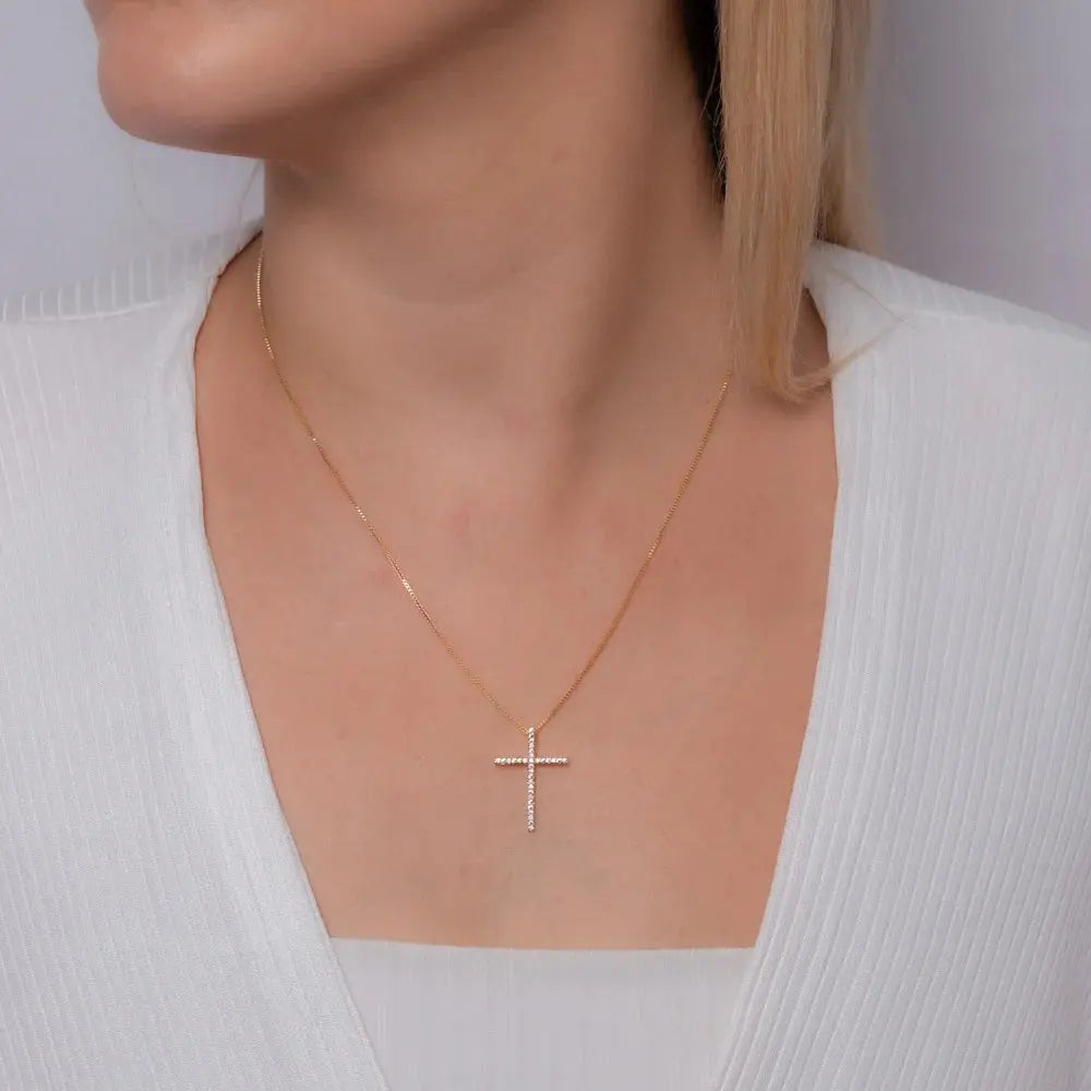 Tamis Jewellery 18k Gold Plated Shine Cross Necklace Ireland Dublin - Tamis Jewellery Ireland