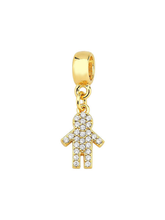 18k Gold Plated Studded Boy Charm Ireland with Sparkling Crystal Accents for Jewelry Collections