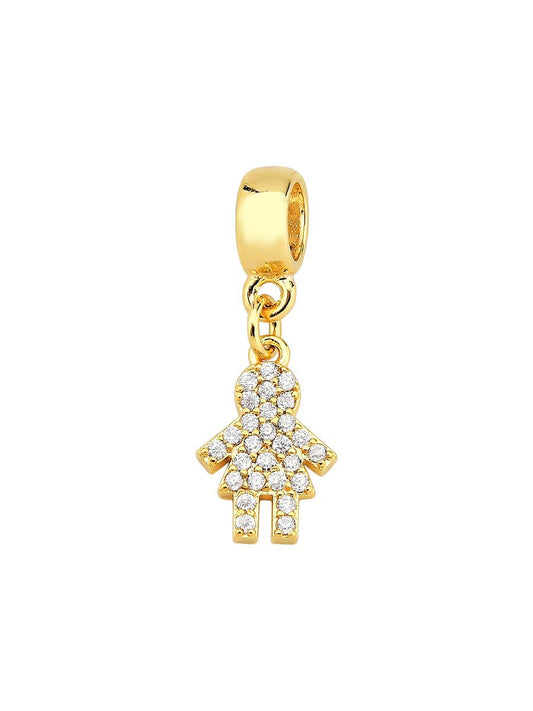 18k Gold Plated Studded Girl Charm Ireland with Sparkling Stones for Jewelry Collection