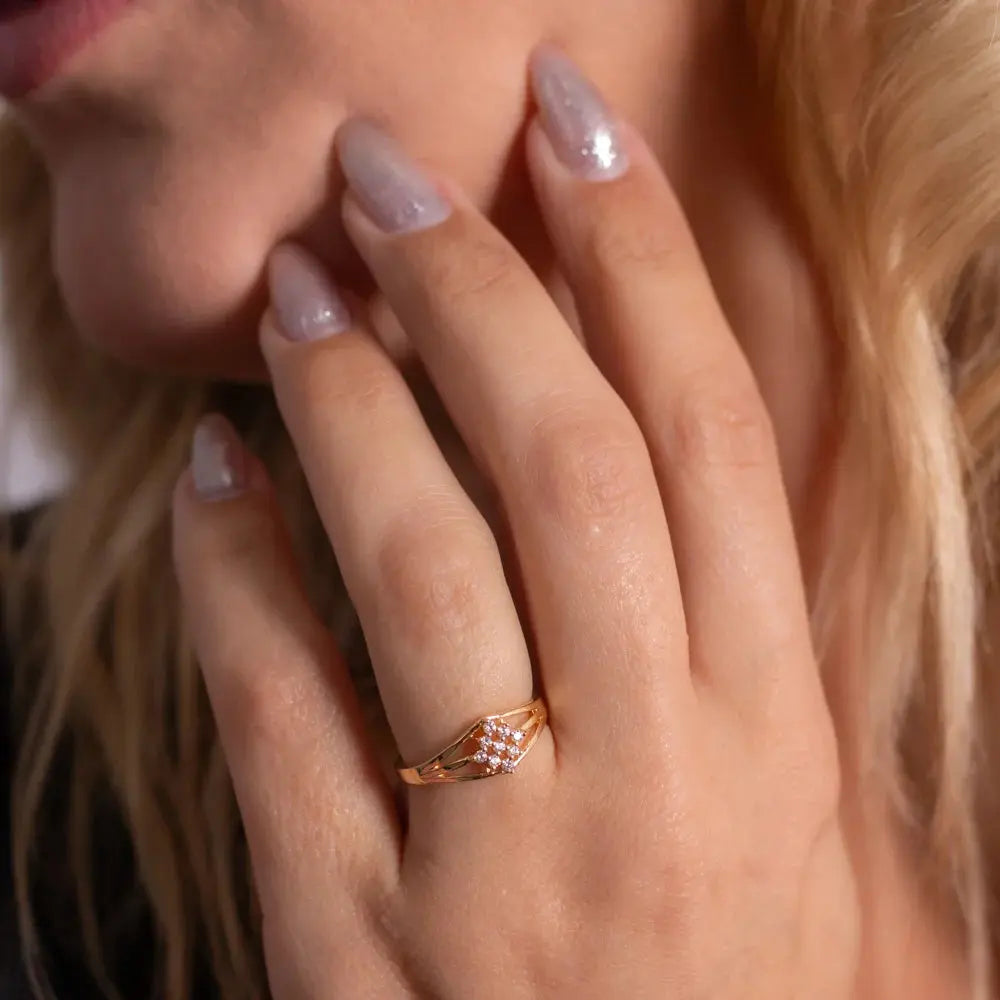 18k Gold Plated Studded Ring with Crystals - Tamis Jewellery Ireland