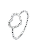 925k Silver Hollow Heart Studded Ring - Tamis Jewellery Ireland