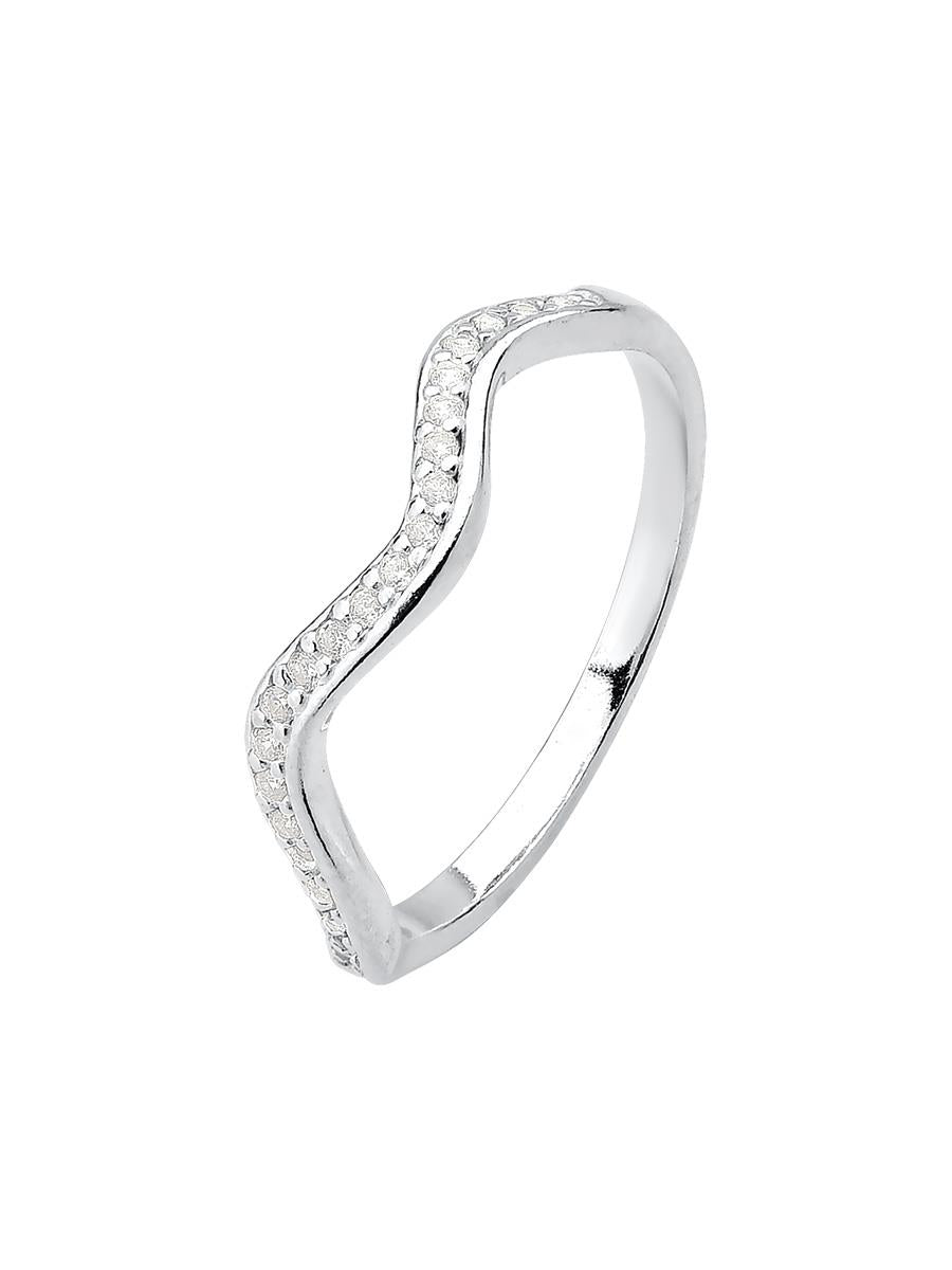 Tamis Jewellery 925k Silver Studded Wavy Ring Ireland Online with elegant design and sparkling details