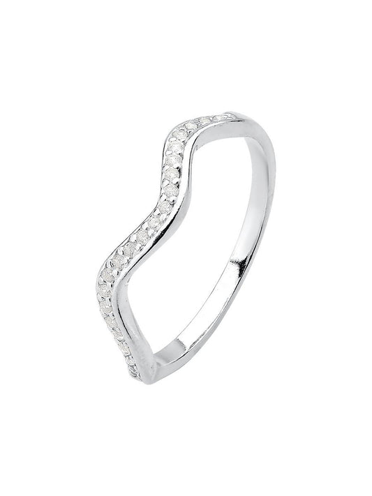 Tamis Jewellery 925k Silver Studded Wavy Ring Ireland Online with elegant design and sparkling details