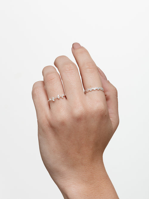 Twig Ring – Sterling Silver 925 with Colorless Zirconia