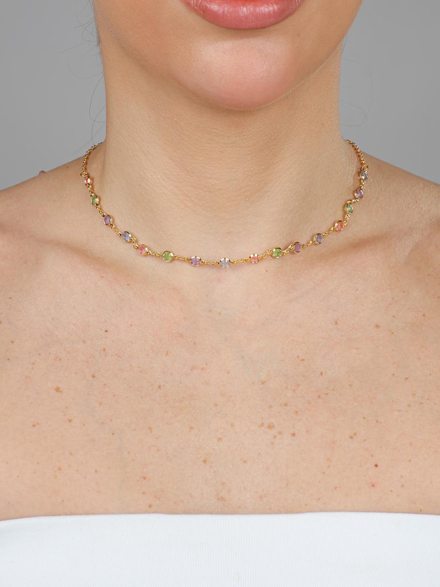 Colorful Gold Choker – 18K Gold Plated Layering Necklace