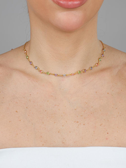 Colorful Gold Choker – 18K Gold Plated Layering Necklace