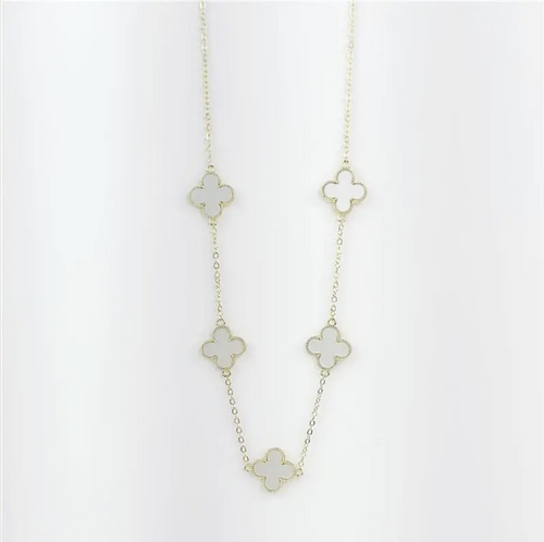 18k Gold Plated mother-of-pearl clover necklace