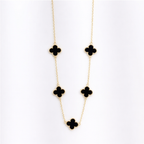 18k Gold Plated black clover necklace