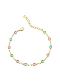 Pulseira com contas de zircônia coloridas – banhada a ouro 18K