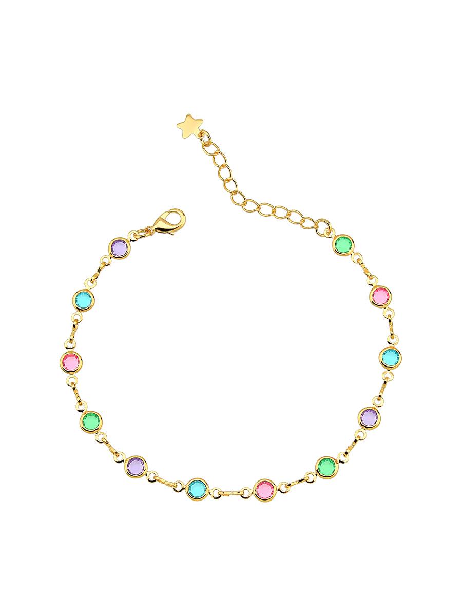 Colorful Zirconia Beaded Bracelet – 18K Gold Plated