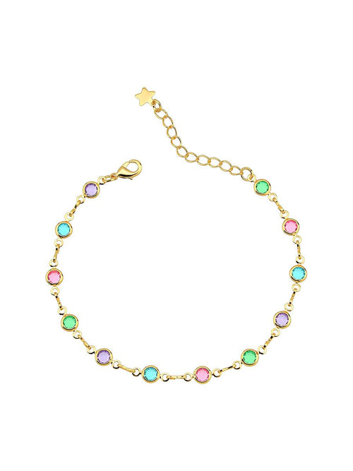 Colorful Zirconia Beaded Bracelet – 18K Gold Plated