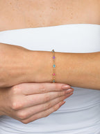 Colorful Zirconia Beaded Bracelet – 18K Gold Plated