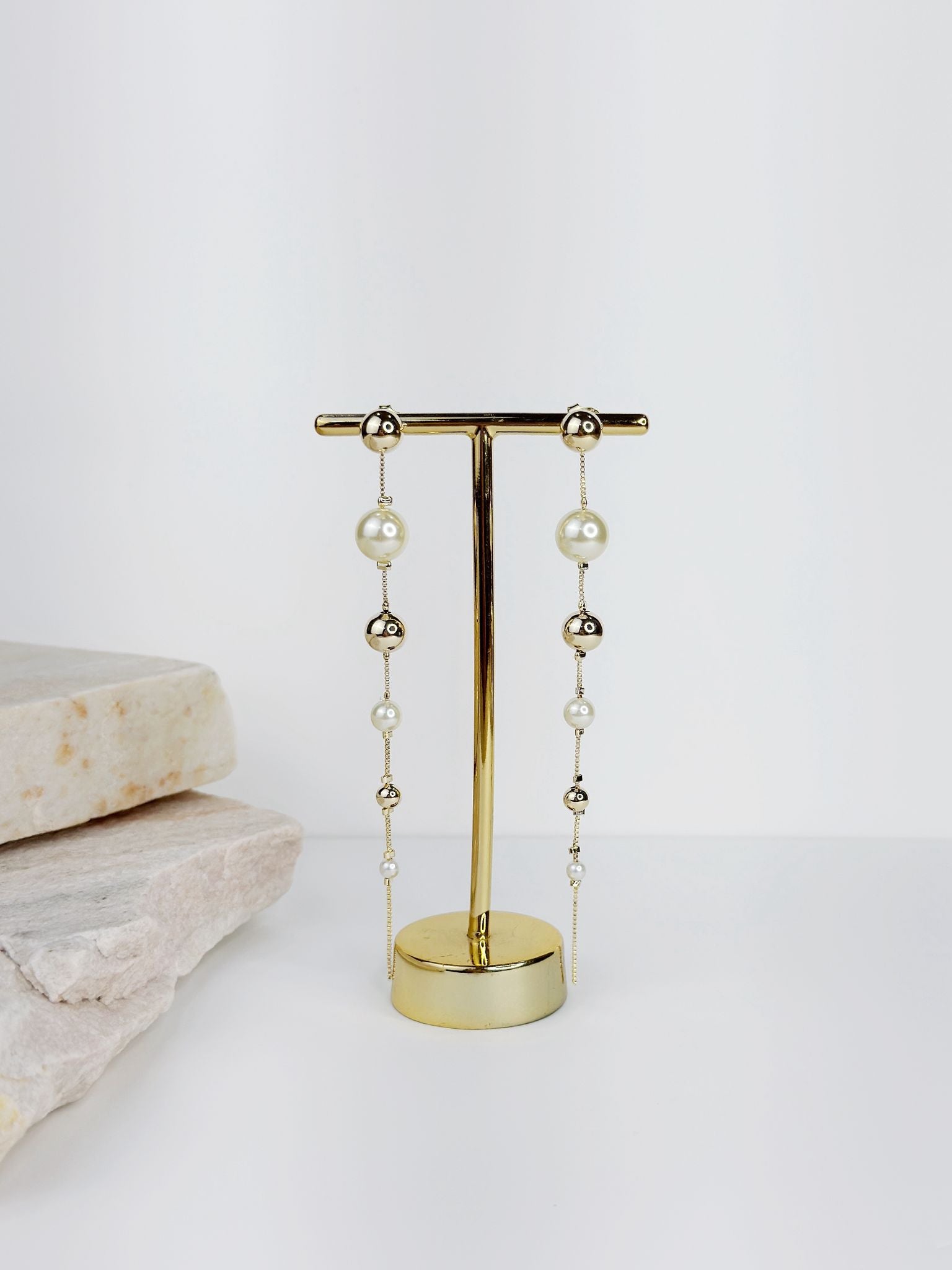 18K Gold Plated Celeste Pearl Cascade Earrings