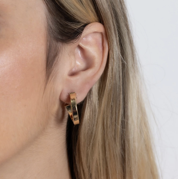 18k Gold Plated medium Half Hoop Earring