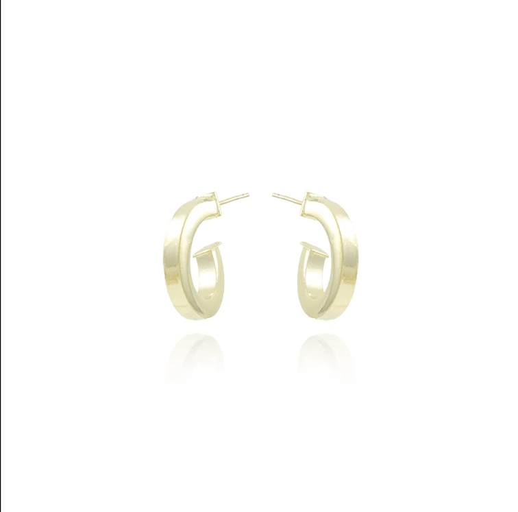 18k Gold Plated medium Half Hoop Earring