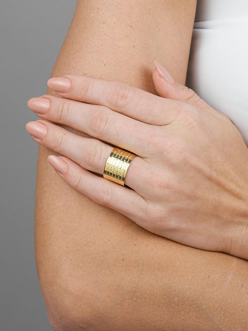 Minimalist Pai Nosso gold ring – Brazilian faith jewelry available in Dublin