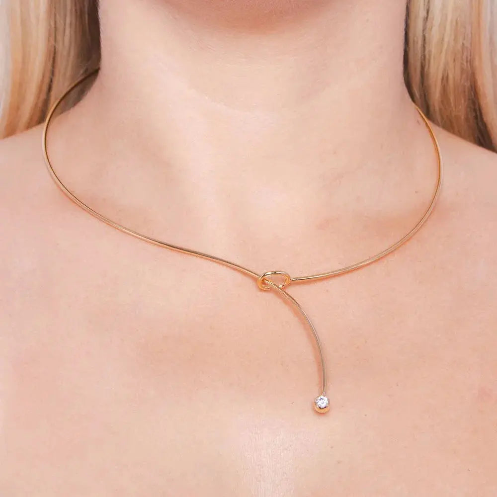 18k Gold Plated Rigid Choker Necklace - Tamis Jewellery Ireland