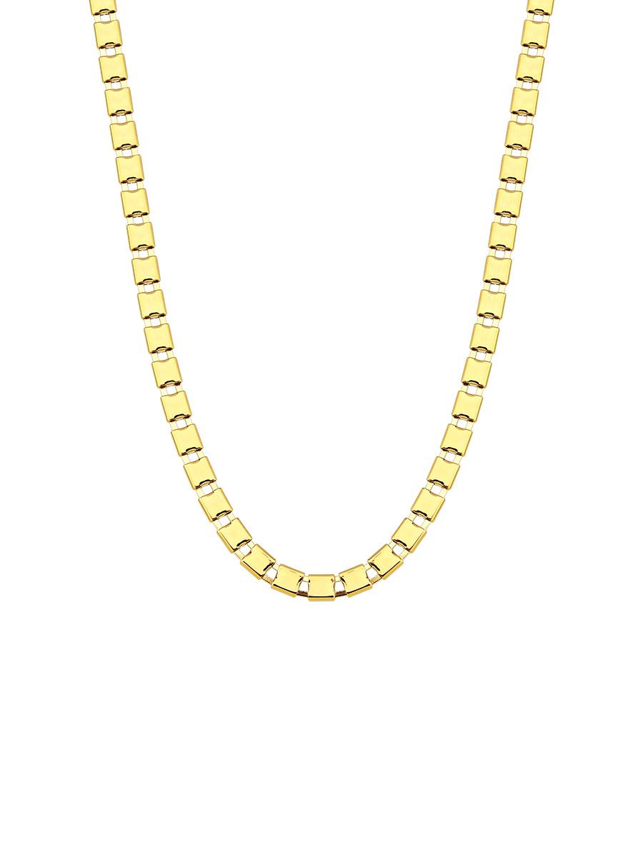 Precision-cut square links on 18K gold choker - Hypoallergenic Dublin necklace