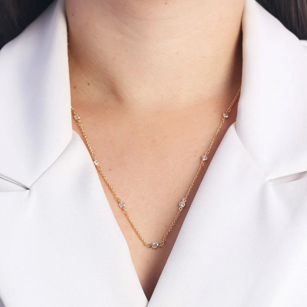 18K Gold-Plated Long Zirconia Necklace (60cm + 5cm)