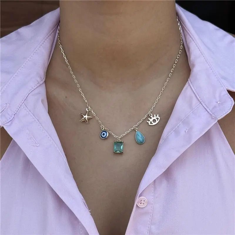 Işık Noktalı 925 Ayar Gümüş Venedik Kolye
