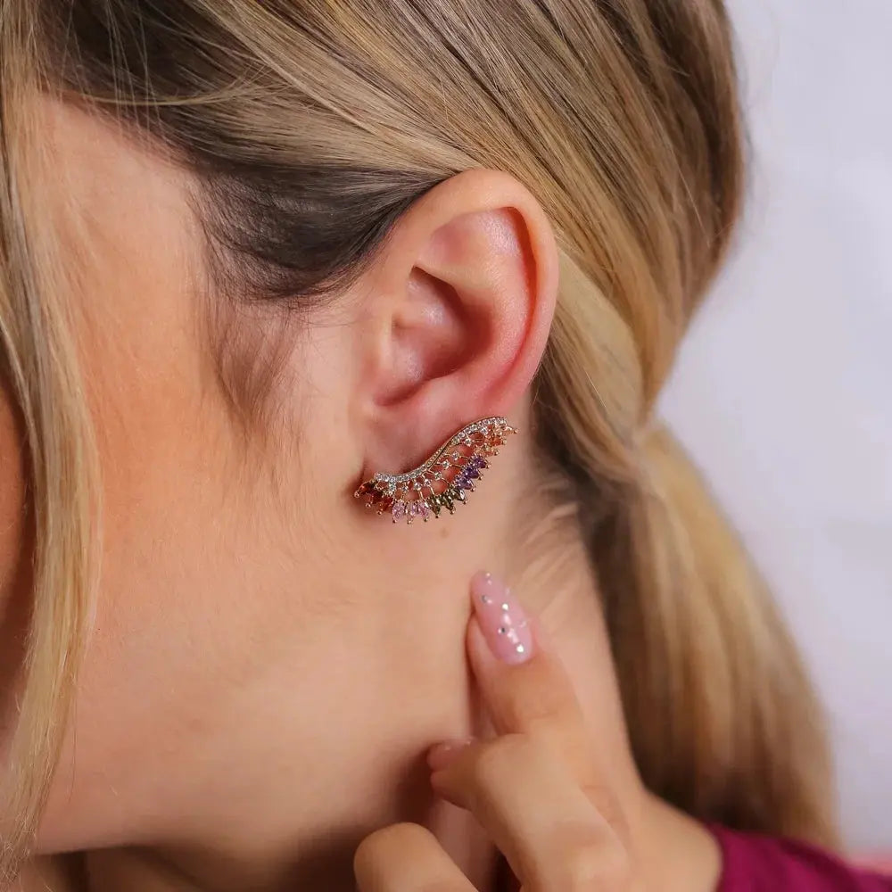 Tamis Jewellery Colorful Pave Ear Cuff Earrings Dublin - Tamis Jewellery Ireland