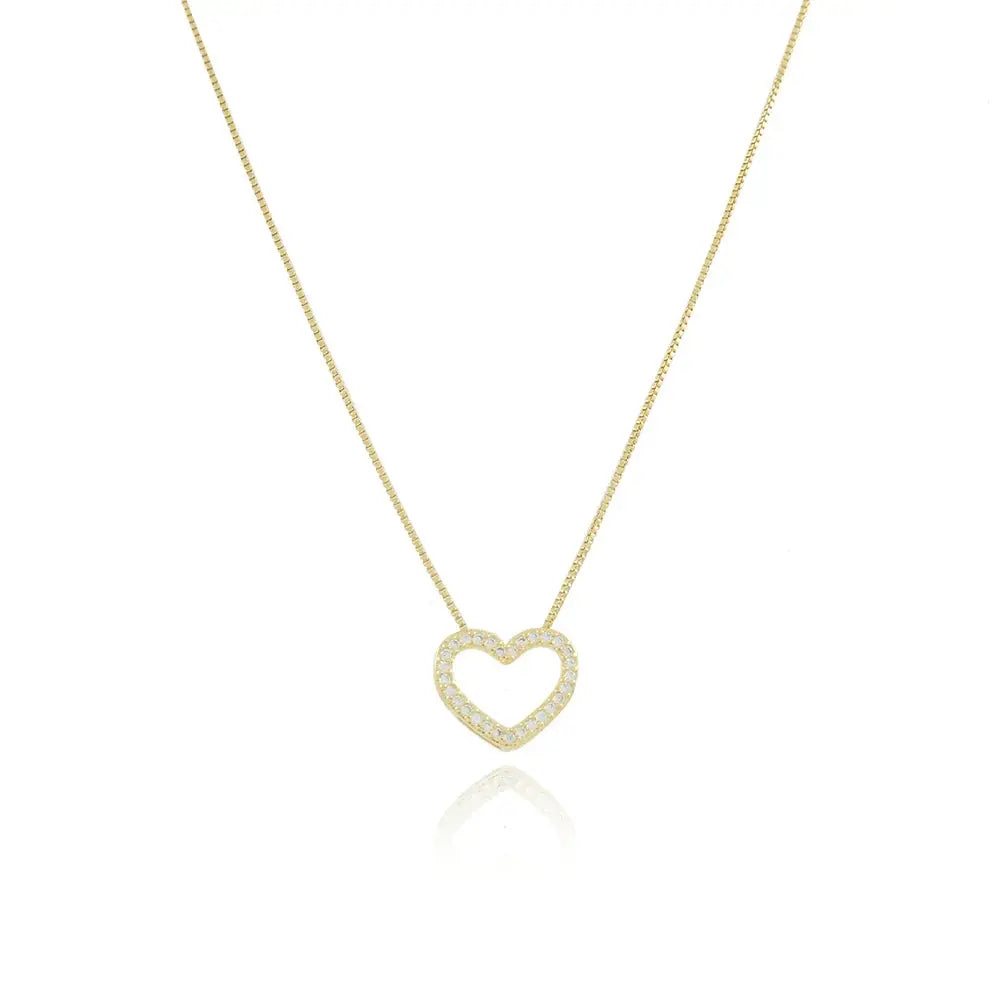 18k Gold Plated Heart Necklace with Crystal Stud - Tamis Jewellery Ireland