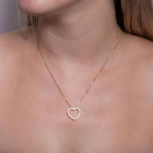 18k Gold Plated Heart Necklace with Crystal Stud - Tamis Jewellery Ireland