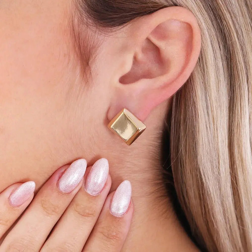 18k Gold Plated Plain Square Earring - Tamis Jewellery Ireland